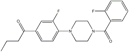 1-{3-fluoro-4-[4-(2-fluorobenzoyl)-1-piperazinyl]phenyl}-1-butanone 结构式