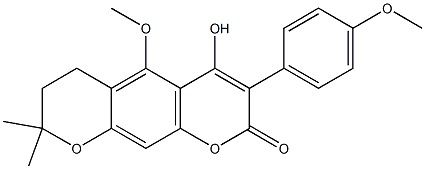 4-hydroxy-5-methoxy-3-(4-methoxyphenyl)-8,8-dimethyl-7,8-dihydro-2H,6H-pyrano[3,2-g]chromen-2-one 结构式