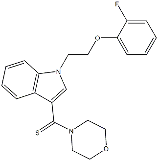 2-fluorophenyl 2-[3-(4-morpholinylcarbothioyl)-1H-indol-1-yl]ethyl ether 结构式