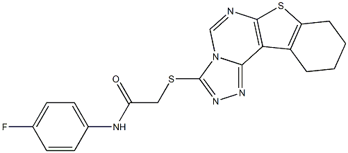 N-(4-fluorophenyl)-2-(8,9,10,11-tetrahydro[1]benzothieno[3,2-e][1,2,4]triazolo[4,3-c]pyrimidin-3-ylsulfanyl)acetamide 结构式