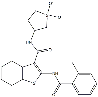 N-(1,1-dioxidotetrahydrothien-3-yl)-2-[(2-methylbenzoyl)amino]-4,5,6,7-tetrahydro-1-benzothiophene-3-carboxamide 结构式