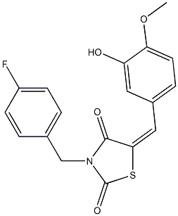 3-(4-fluorobenzyl)-5-(3-hydroxy-4-methoxybenzylidene)-1,3-thiazolidine-2,4-dione 结构式