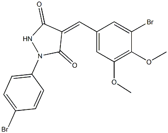 4-(3-bromo-4,5-dimethoxybenzylidene)-1-(4-bromophenyl)-3,5-pyrazolidinedione 结构式