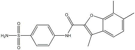 N-[4-(aminosulfonyl)phenyl]-3,6,7-trimethyl-1-benzofuran-2-carboxamide 结构式