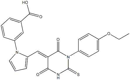 3-{2-[(1-(4-ethoxyphenyl)-4,6-dioxo-2-thioxotetrahydro-5(2H)-pyrimidinylidene)methyl]-1H-pyrrol-1-yl}benzoic acid 结构式