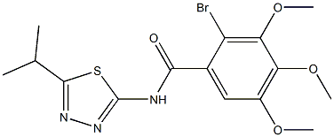 2-bromo-N-(5-isopropyl-1,3,4-thiadiazol-2-yl)-3,4,5-trimethoxybenzamide 结构式