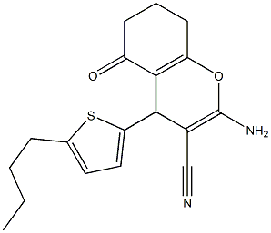 2-amino-4-(5-butyl-2-thienyl)-5-oxo-5,6,7,8-tetrahydro-4H-chromene-3-carbonitrile 结构式