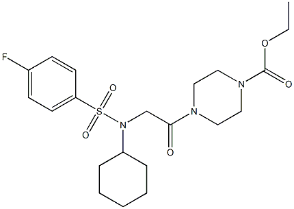 ethyl 4-({cyclohexyl[(4-fluorophenyl)sulfonyl]amino}acetyl)piperazine-1-carboxylate 结构式