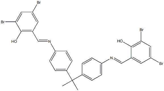 2,4-dibromo-6-({[4-(1-{4-[(3,5-dibromo-2-hydroxybenzylidene)amino]phenyl}-1-methylethyl)phenyl]imino}methyl)phenol 结构式