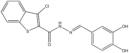 3-chloro-N'-(3,4-dihydroxybenzylidene)-1-benzothiophene-2-carbohydrazide 结构式