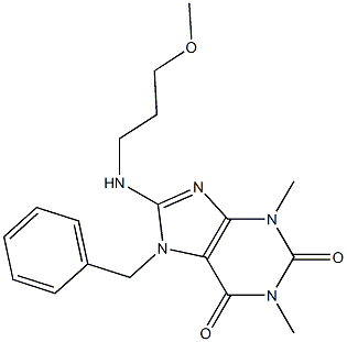 7-benzyl-8-[(3-methoxypropyl)amino]-1,3-dimethyl-3,7-dihydro-1H-purine-2,6-dione 结构式