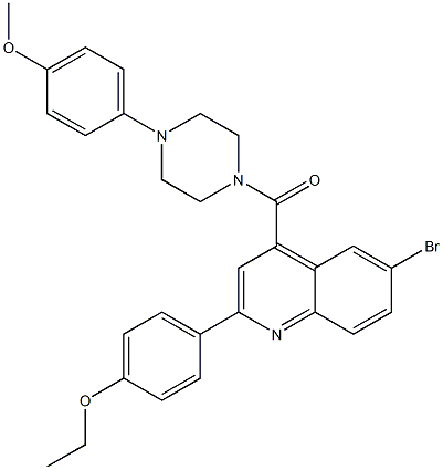 6-bromo-2-(4-ethoxyphenyl)-4-{[4-(4-methoxyphenyl)-1-piperazinyl]carbonyl}quinoline 结构式