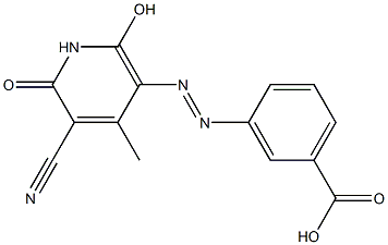 3-[(5-cyano-2-hydroxy-4-methyl-6-oxo-1,6-dihydro-3-pyridinyl)diazenyl]benzoic acid 结构式