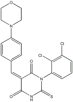 1-(2,3-dichlorophenyl)-5-[4-(4-morpholinyl)benzylidene]-2-thioxodihydro-4,6(1H,5H)-pyrimidinedione 结构式