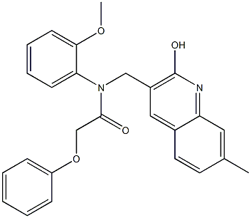 N-[(2-hydroxy-7-methyl-3-quinolinyl)methyl]-N-(2-methoxyphenyl)-2-phenoxyacetamide 结构式