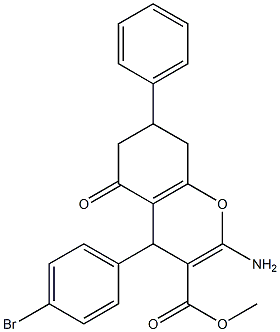 methyl 2-amino-4-(4-bromophenyl)-5-oxo-7-phenyl-5,6,7,8-tetrahydro-4H-chromene-3-carboxylate 结构式