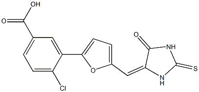 4-chloro-3-{5-[(5-oxo-2-thioxo-4-imidazolidinylidene)methyl]-2-furyl}benzoic acid 结构式