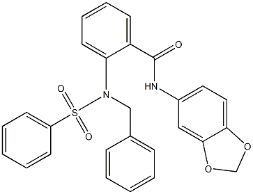 N-(1,3-benzodioxol-5-yl)-2-[benzyl(phenylsulfonyl)amino]benzamide 结构式