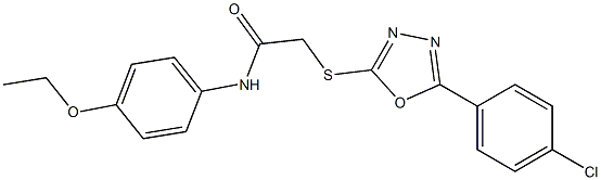 2-{[5-(4-chlorophenyl)-1,3,4-oxadiazol-2-yl]sulfanyl}-N-(4-ethoxyphenyl)acetamide 结构式
