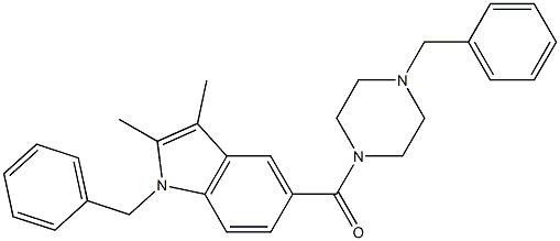 1-benzyl-5-[(4-benzyl-1-piperazinyl)carbonyl]-2,3-dimethyl-1H-indole 结构式