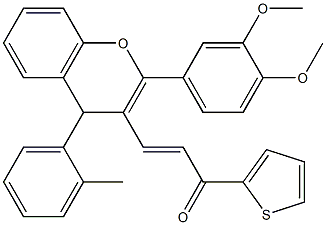 3-[2-(3,4-dimethoxyphenyl)-4-(2-methylphenyl)-4H-chromen-3-yl]-1-(2-thienyl)-2-propen-1-one 结构式