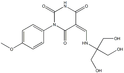 5-({[2-hydroxy-1,1-bis(hydroxymethyl)ethyl]amino}methylene)-1-(4-methoxyphenyl)-2,4,6(1H,3H,5H)-pyrimidinetrione 结构式