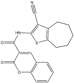 N-(3-cyano-5,6,7,8-tetrahydro-4H-cyclohepta[b]thien-2-yl)-2-oxo-2H-chromene-3-carboxamide 结构式