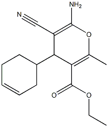 ethyl 6-amino-5-cyano-4-(3-cyclohexen-1-yl)-2-methyl-4H-pyran-3-carboxylate 结构式