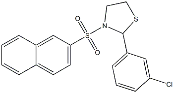 2-(3-chlorophenyl)-3-(2-naphthylsulfonyl)-1,3-thiazolidine 结构式