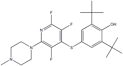 2,6-ditert-butyl-4-{[2,3,5-trifluoro-6-(4-methyl-1-piperazinyl)-4-pyridinyl]sulfanyl}phenol 结构式