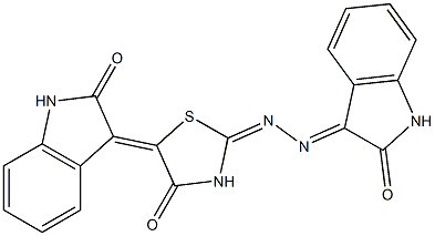 1H-indole-2,3-dione 3-{[4-oxo-5-(2-oxo-1,2-dihydro-3H-indol-3-ylidene)-1,3-thiazolidin-2-ylidene]hydrazone} 结构式