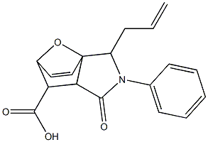 2-allyl-4-oxo-3-phenyl-10-oxa-3-azatricyclo[5.2.1.0~1,5~]dec-8-ene-6-carboxylic acid 结构式
