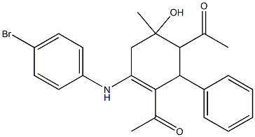 1-[3-acetyl-4-(4-bromoanilino)-6-hydroxy-6-methyl-2-phenyl-3-cyclohexen-1-yl]ethanone 结构式