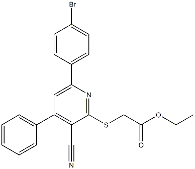 ethyl {[6-(4-bromophenyl)-3-cyano-4-phenyl-2-pyridinyl]sulfanyl}acetate 结构式