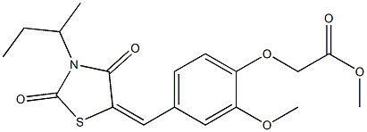 methyl {4-[(3-sec-butyl-2,4-dioxo-1,3-thiazolidin-5-ylidene)methyl]-2-methoxyphenoxy}acetate 结构式