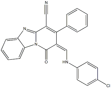 2-[(4-chloroanilino)methylene]-1-oxo-3-phenyl-1,2-dihydropyrido[1,2-a]benzimidazole-4-carbonitrile 结构式