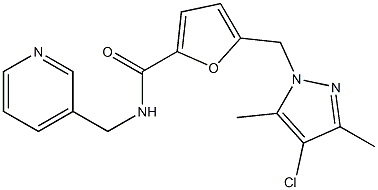 5-[(4-chloro-3,5-dimethyl-1H-pyrazol-1-yl)methyl]-N-(3-pyridinylmethyl)-2-furamide 结构式