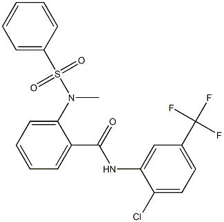 N-[2-chloro-5-(trifluoromethyl)phenyl]-2-[methyl(phenylsulfonyl)amino]benzamide 结构式