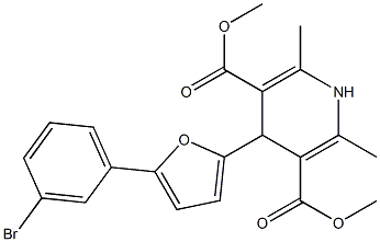 dimethyl 4-[5-(3-bromophenyl)-2-furyl]-2,6-dimethyl-1,4-dihydro-3,5-pyridinedicarboxylate 结构式