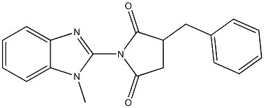 3-benzyl-1-(1-methyl-1H-benzimidazol-2-yl)pyrrolidine-2,5-dione 结构式