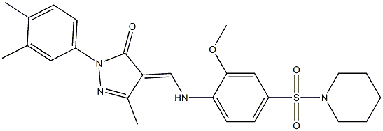 2-(3,4-dimethylphenyl)-4-{[2-methoxy-4-(1-piperidinylsulfonyl)anilino]methylene}-5-methyl-2,4-dihydro-3H-pyrazol-3-one 结构式