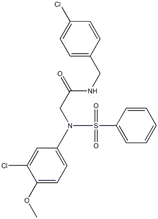 2-[[3-chloro-4-(methyloxy)phenyl](phenylsulfonyl)amino]-N-[(4-chlorophenyl)methyl]acetamide 结构式