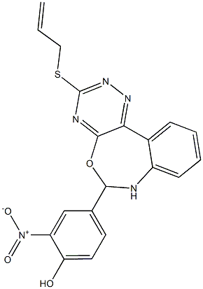 4-[3-(allylsulfanyl)-6,7-dihydro[1,2,4]triazino[5,6-d][3,1]benzoxazepin-6-yl]-2-nitrophenol 结构式