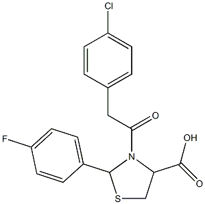 3-[(4-chlorophenyl)acetyl]-2-(4-fluorophenyl)-1,3-thiazolidine-4-carboxylic acid 结构式