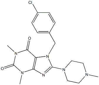 7-(4-chlorobenzyl)-1,3-dimethyl-8-(4-methyl-1-piperazinyl)-3,7-dihydro-1H-purine-2,6-dione 结构式