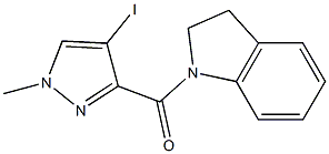 1-[(4-iodo-1-methyl-1H-pyrazol-3-yl)carbonyl]indoline 结构式