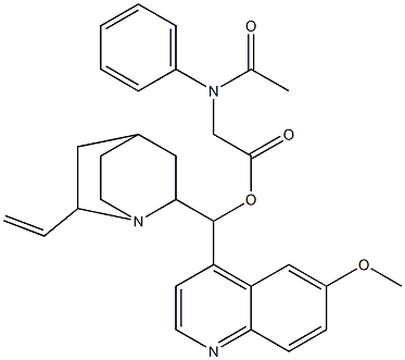 (6-methoxyquinolin-4-yl)(6-vinyl-1-azabicyclo[2.2.2]oct-2-yl)methyl (acetylanilino)acetate 结构式
