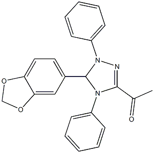 1-[5-(1,3-benzodioxol-5-yl)-1,4-diphenyl-4,5-dihydro-1H-1,2,4-triazol-3-yl]ethanone 结构式