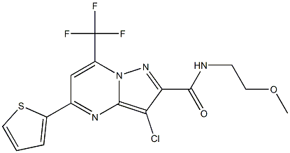 3-chloro-N-(2-methoxyethyl)-5-(2-thienyl)-7-(trifluoromethyl)pyrazolo[1,5-a]pyrimidine-2-carboxamide 结构式