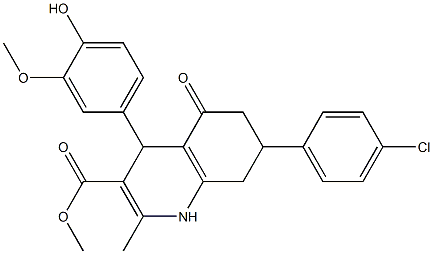 methyl 7-(4-chlorophenyl)-4-(4-hydroxy-3-methoxyphenyl)-2-methyl-5-oxo-1,4,5,6,7,8-hexahydro-3-quinolinecarboxylate 结构式